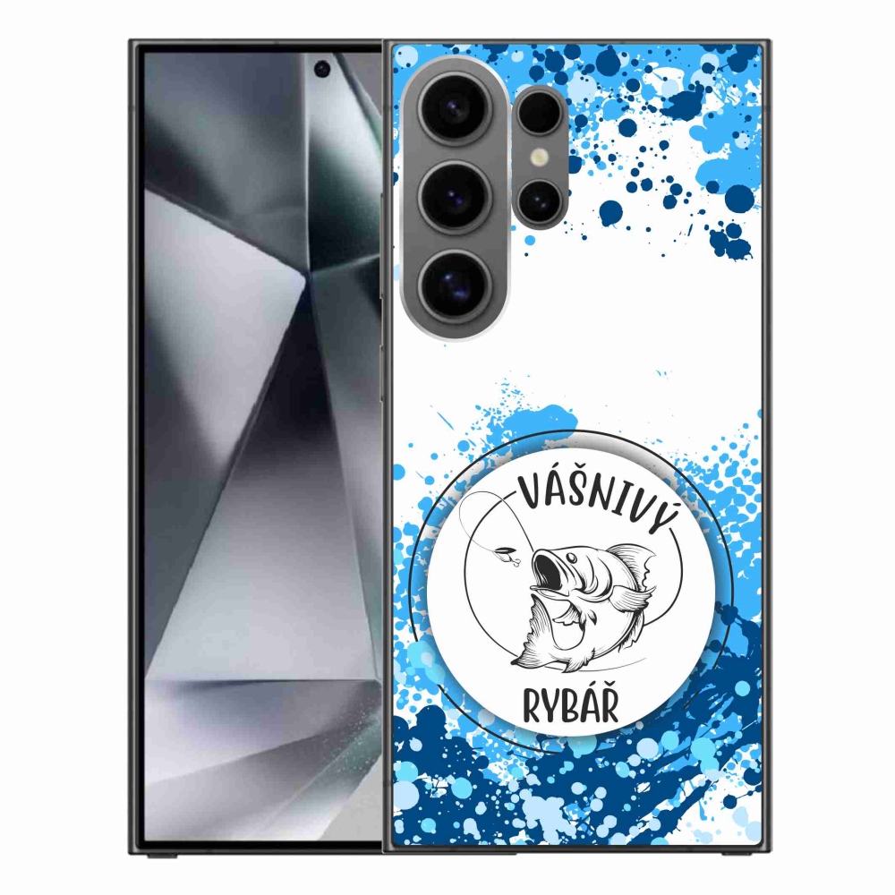 Gelový kryt mmCase na Samsung Galaxy S24 Ultra - vášnivý rybář bílé pozadí