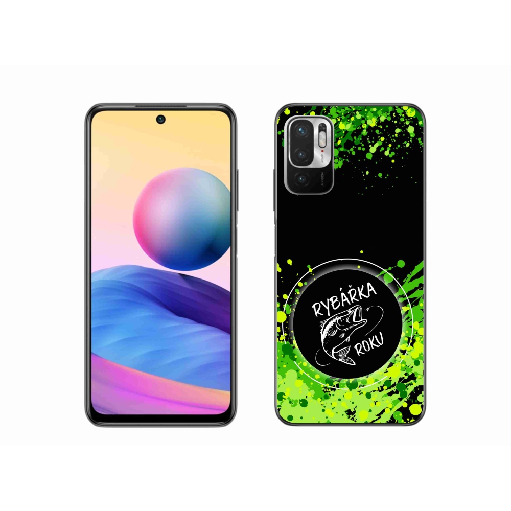 Gelový kryt mmCase na Xiaomi Redmi Note 10 5G - rybářka roku černé pozadí