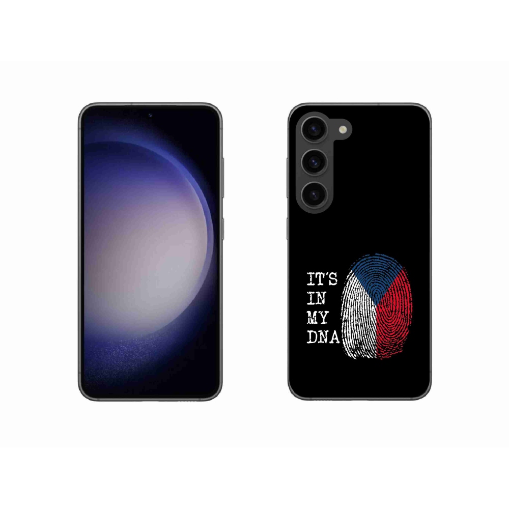 Gelový kryt mmCase na Samsung Galaxy S23 5G - vlajka otisk prstu černé pozadí