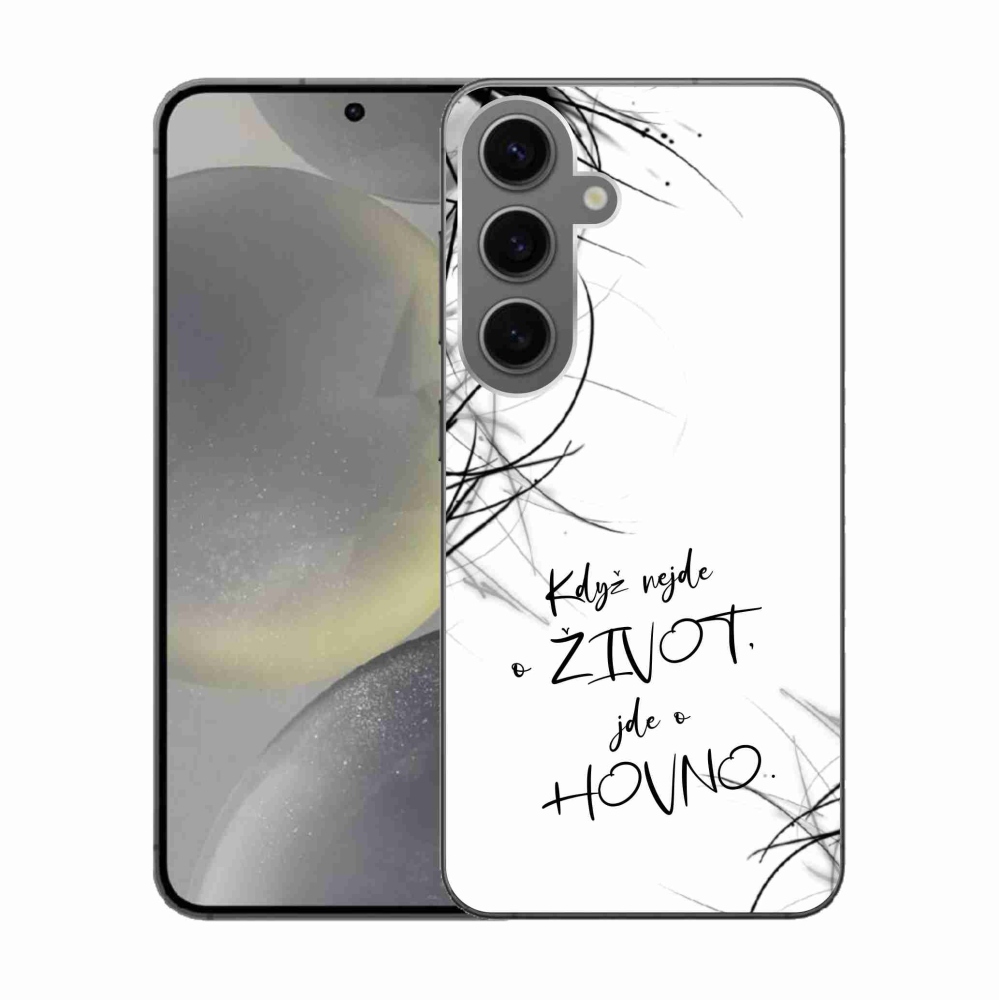 Gelový kryt mmCase na Samsung Galaxy S24 - vtipný text 16 bílé pozadí