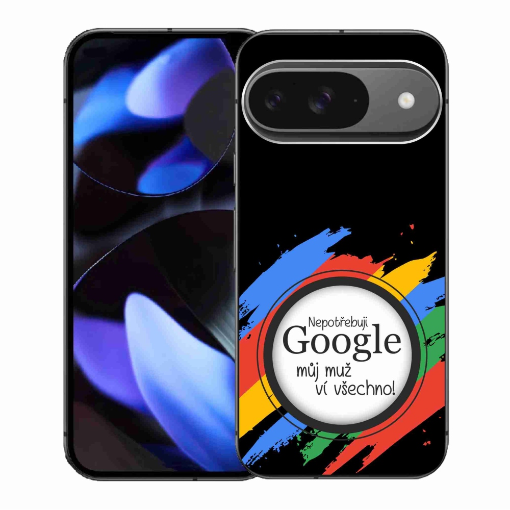 Gelový kryt mmCase na Google Pixel 9/9 Pro - muž ví všechno černé pozadí