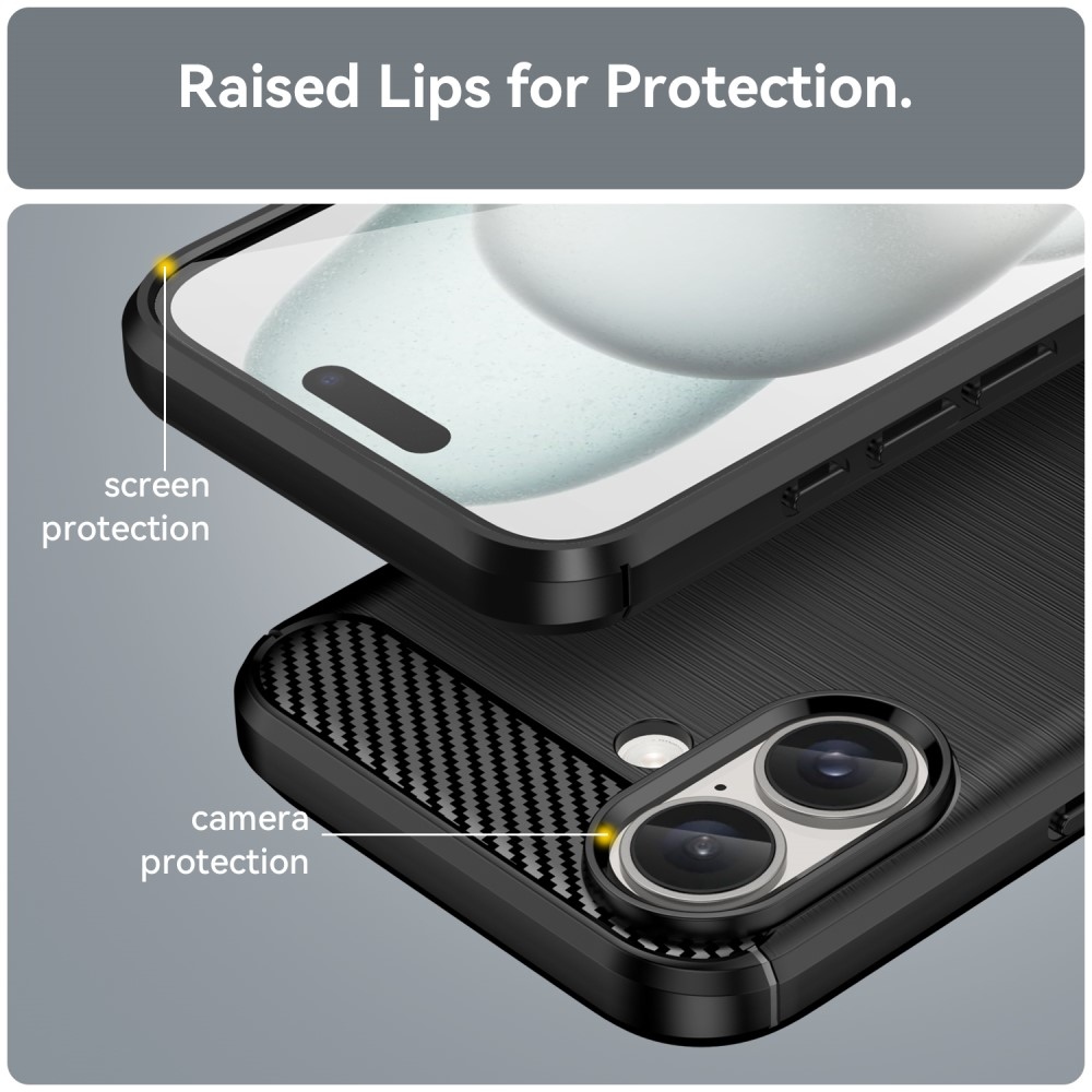 Carbon odolný gelový obal na iPhone 16 - černý