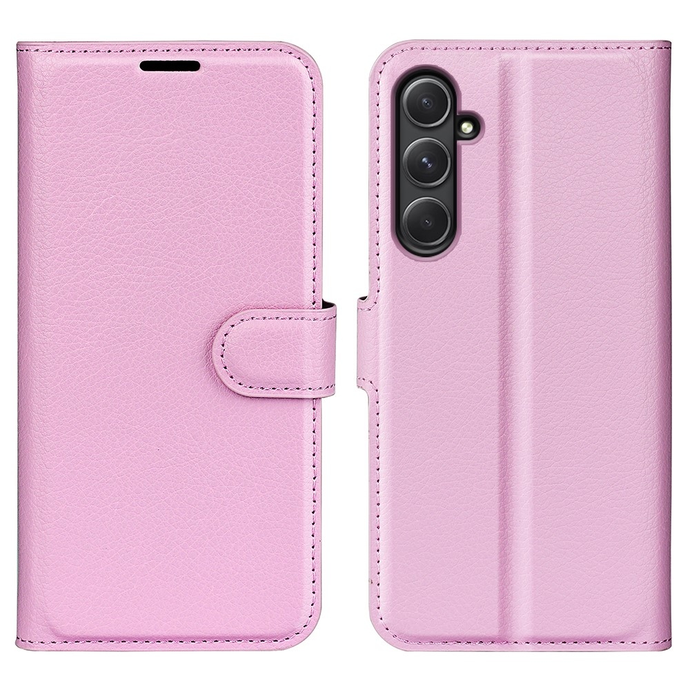 Litchi knížkové pouzdro na Samsung Galaxy A55 5G - růžové