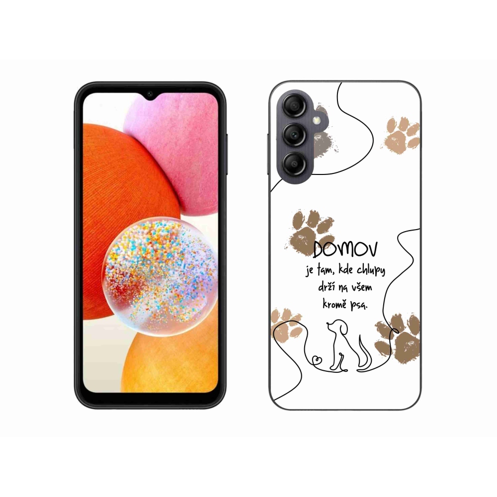 Gelový kryt mmCase na Samsung Galaxy A14 4G/5G - psí motiv bílé pozadí