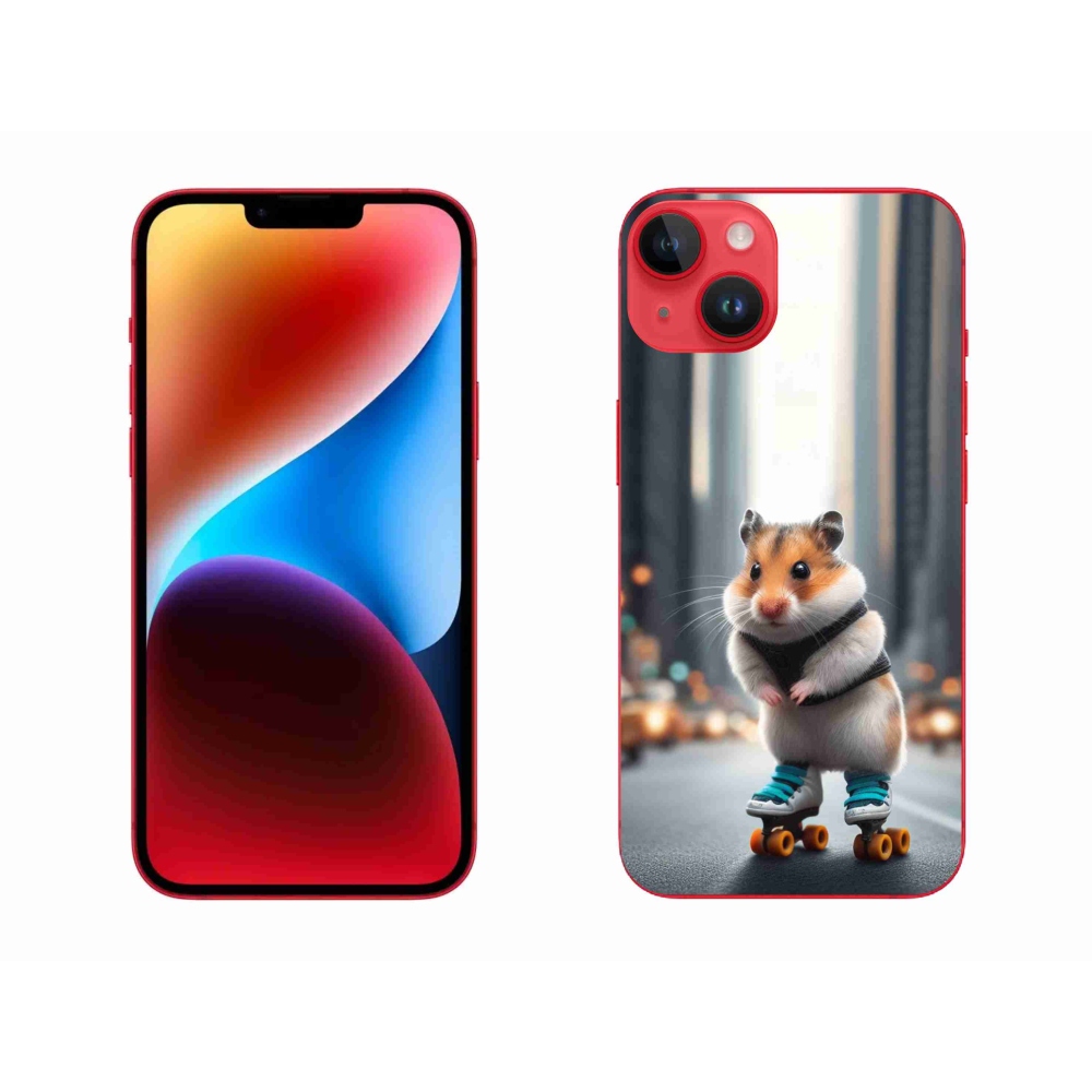 Gelový kryt mmCase na iPhone 14 Plus - křeček na bruslích