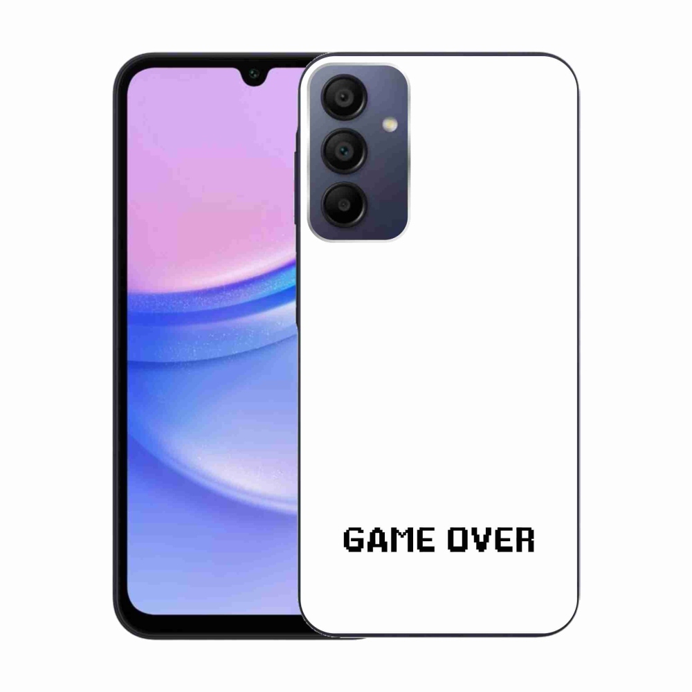 Gelový kryt mmCase na Samsung Galaxy A15 4G/5G - game over bílé pozadí