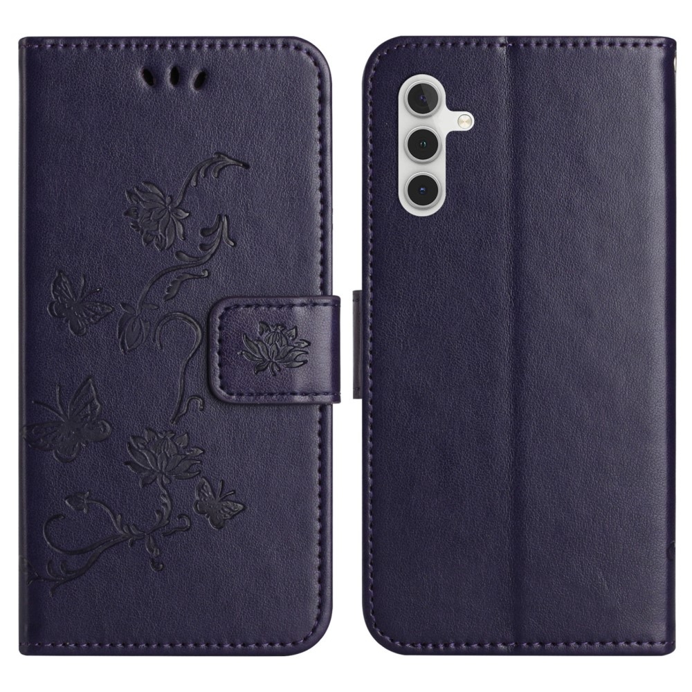 Flower knížkové pouzdro na Samsung Galaxy A36 5G - tmavěfialové