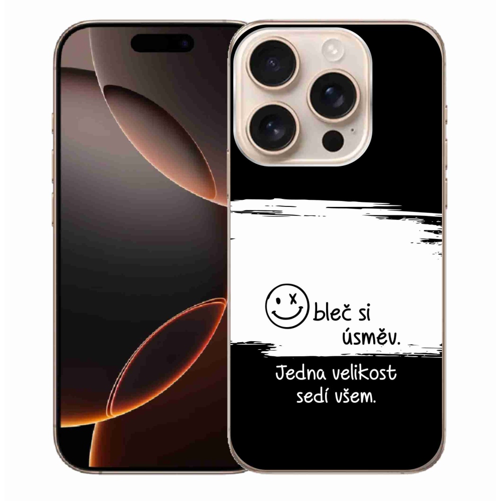 Gelový kryt mmCase na iPhone 16 Pro Max - vtipný text 8 bíločerné pozadí