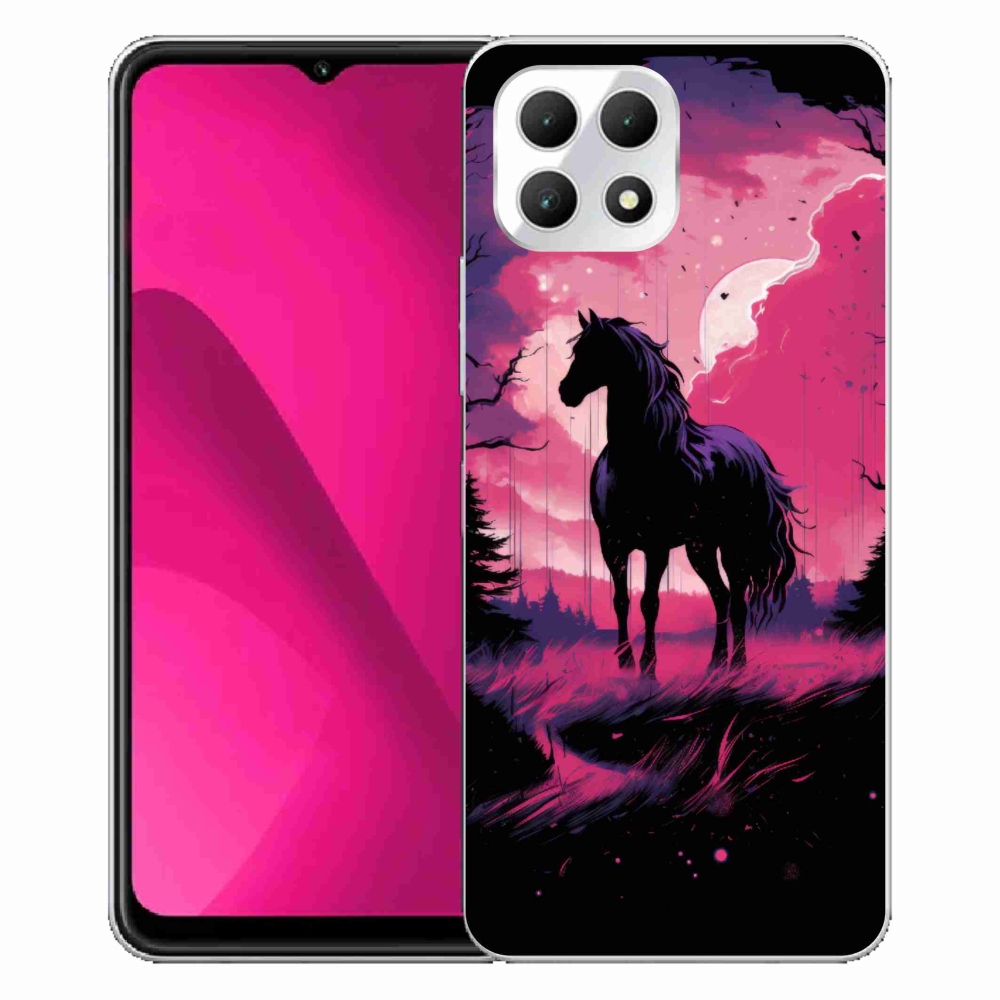 Gelový kryt mmCase na T-Mobile T Phone 2 - černý kreslený kůň 1