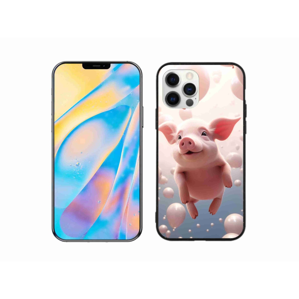 Gelový kryt mmCase na iPhone 12 Pro - prasátko s balónky