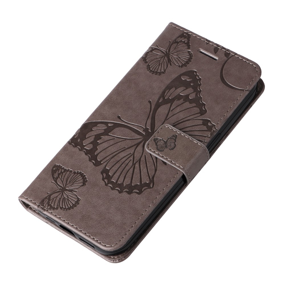 Big Butterfly knížkové pouzdro na Xiaomi Redmi Note 14 5G - šedé