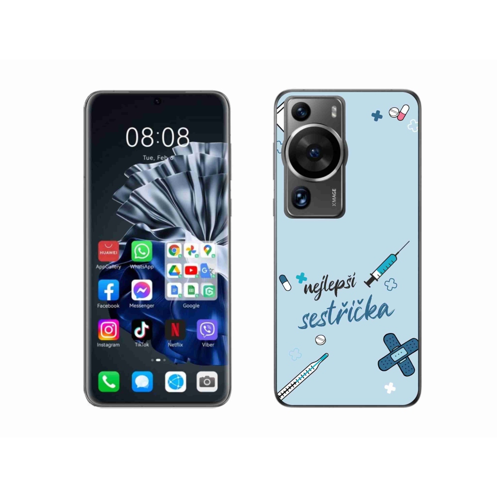 Gelový kryt mmCase na Huawei P60 Pro - nejlepší sestřička modré pozadí