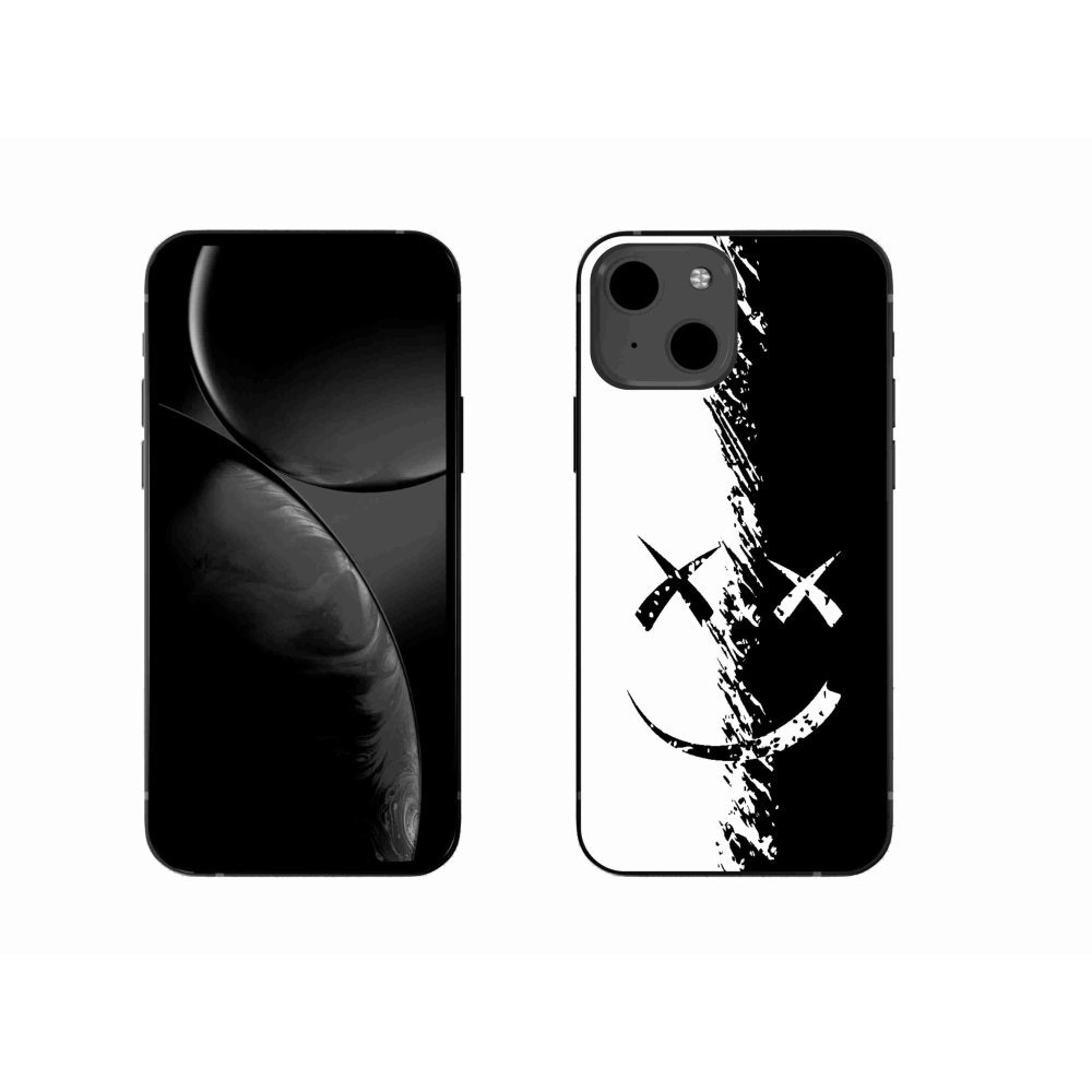 Gelový kryt mmCase na iPhone 13 6.1 - černobílý smajlík