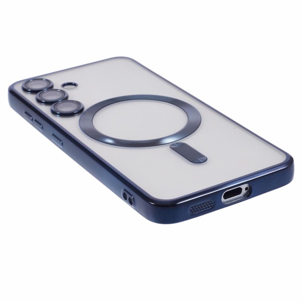 Clear obal s ochranou fotoaparátu a podporou MagSafe na Samsung Galaxy S25+ - tmavěmodrý