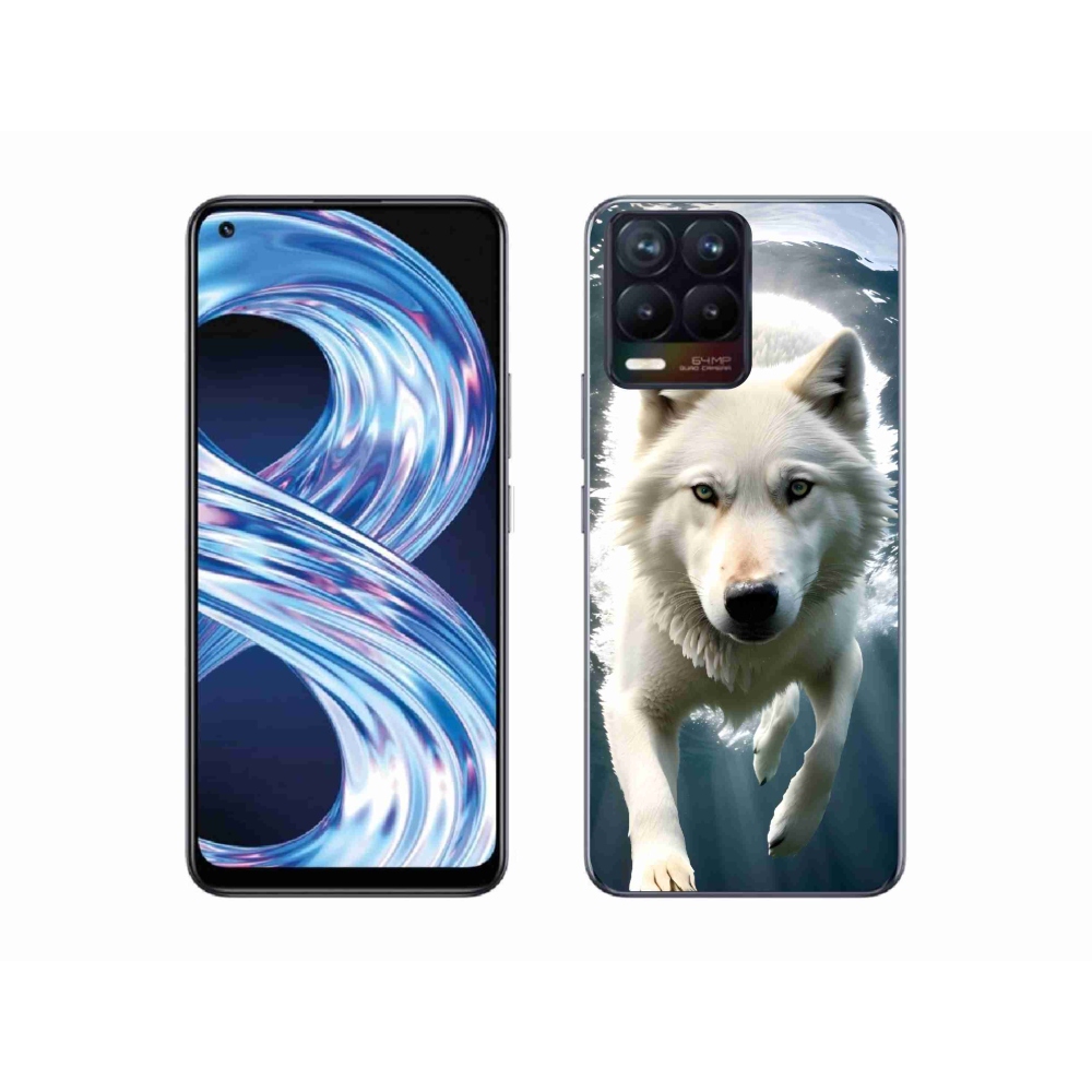 Gelový kryt mmCase na Realme 8 Pro - bílý vlk