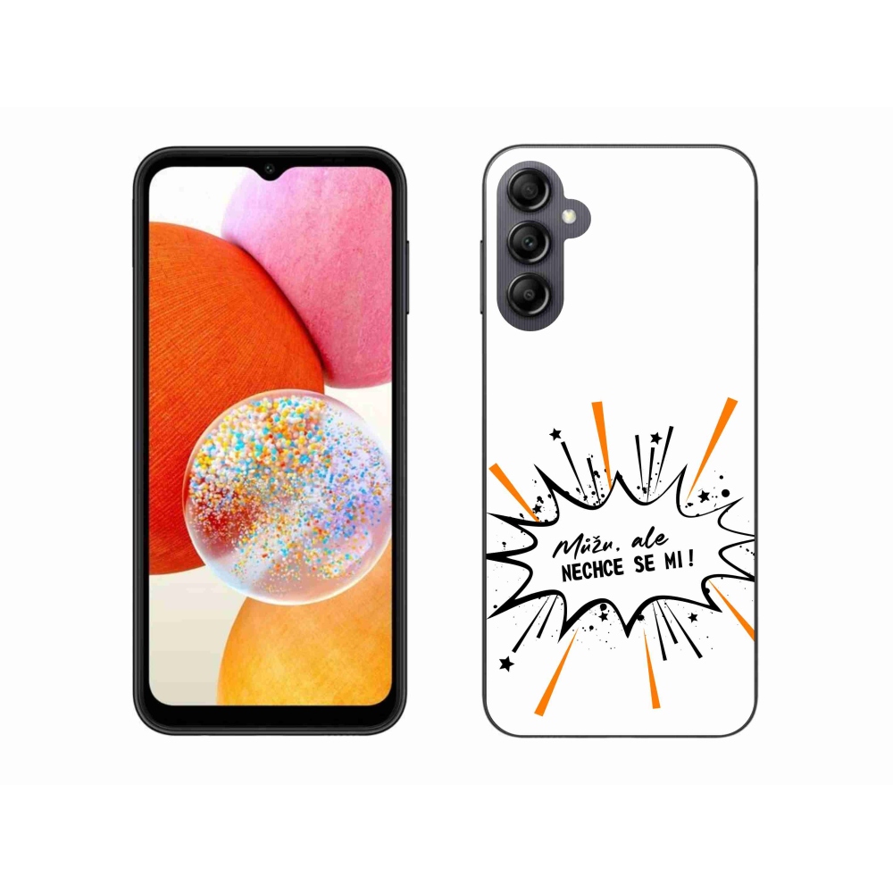 Gelový kryt mmCase na Samsung Galaxy A14 4G/5G - vtipný text 11 bílé pozadí