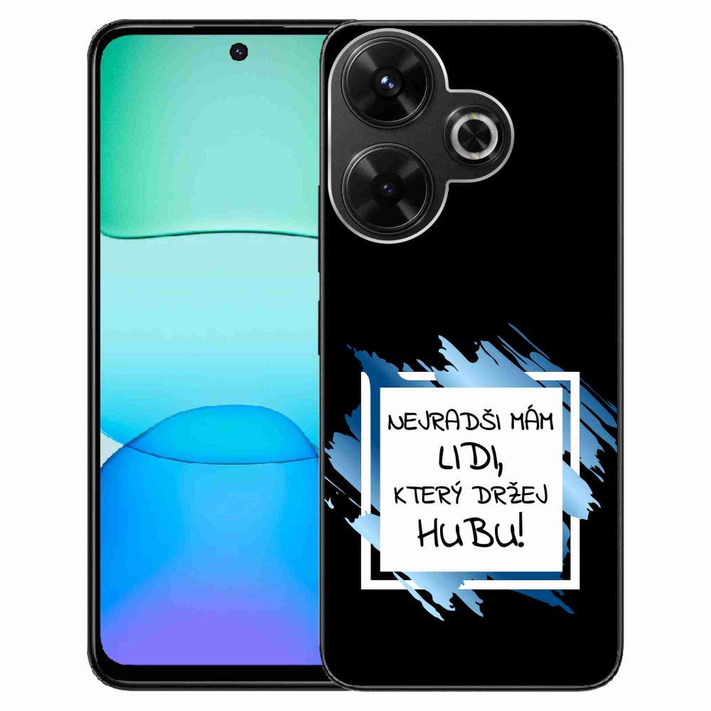 Gelový kryt mmCase na Xiaomi Redmi 13 4G/Poco M6 4G  - vtipný text 7 bíločerné pozadí