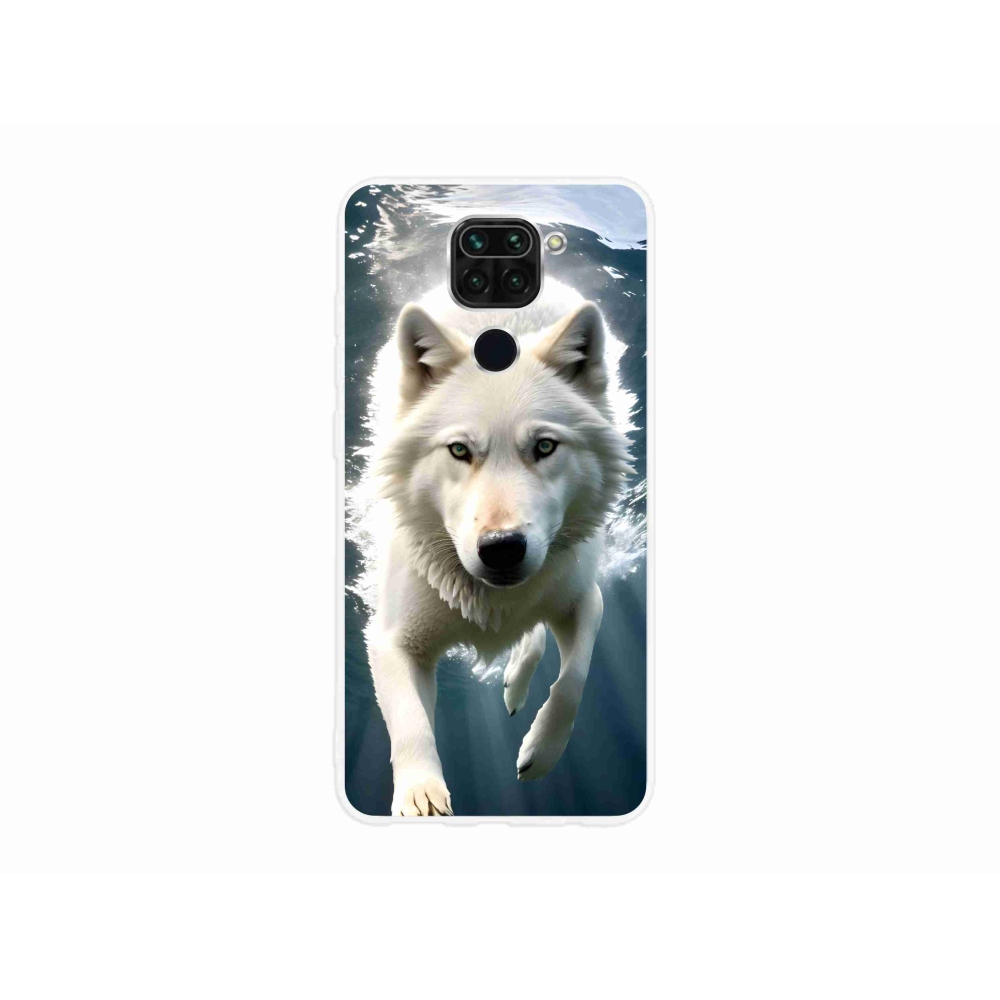 Gelový kryt mmCase na Xiaomi Redmi Note 9 - bílý vlk