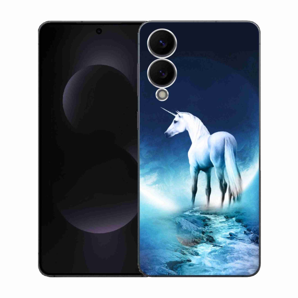Gelový kryt mmCase na Samsung Galaxy S25 Edge - bílý jednorožec
