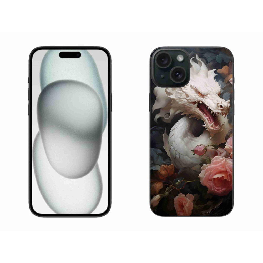 Gelový kryt mmCase na iPhone 15 Plus - bílý drak