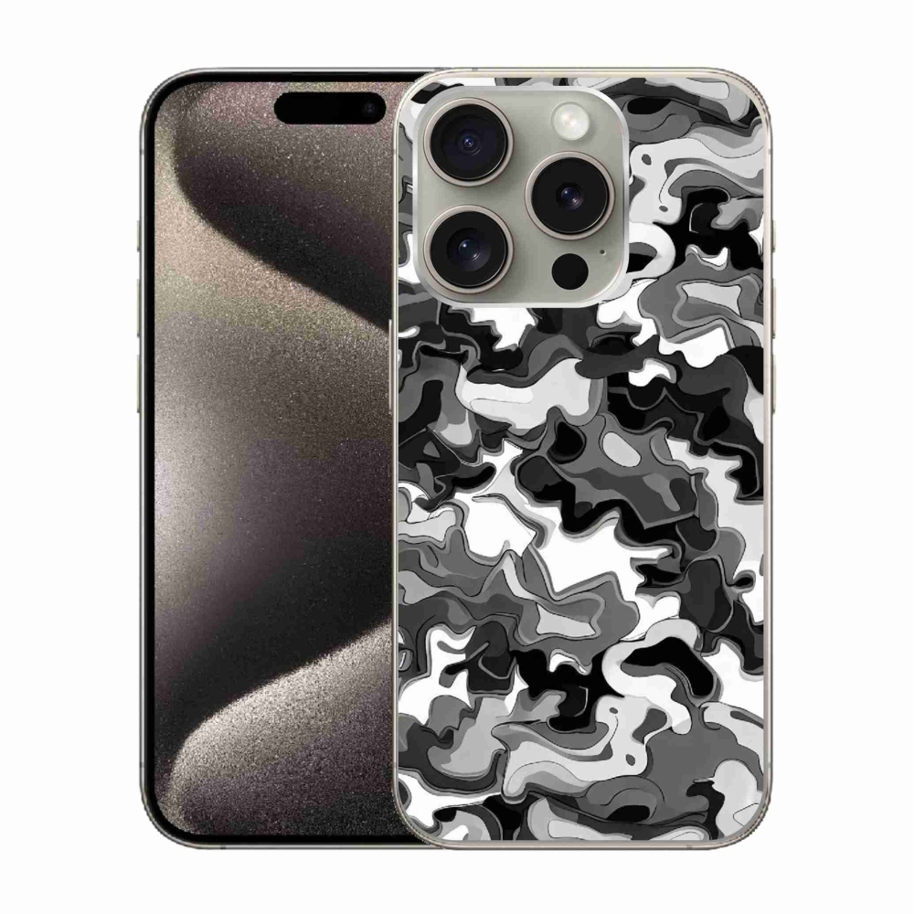 Gelový kryt mmCase na iPhone 15 Pro - maskáčový vzor 3