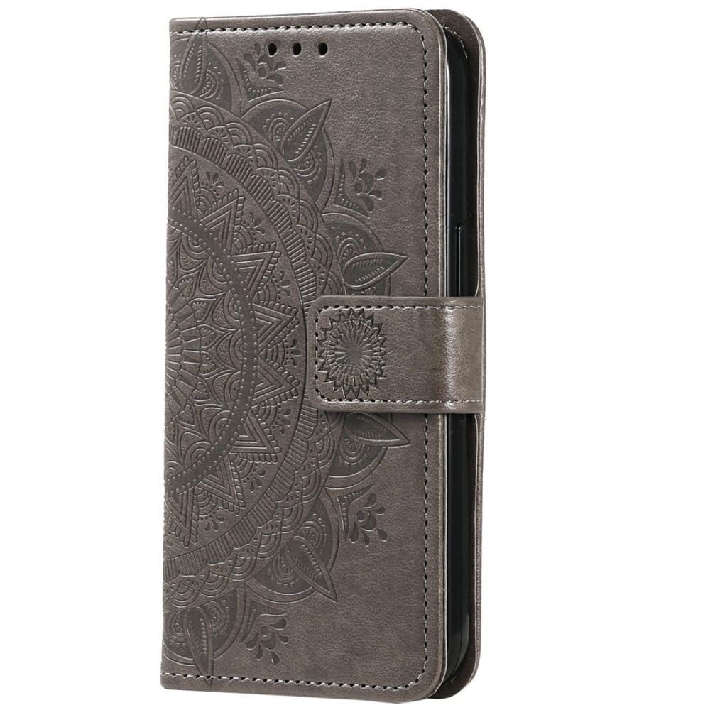 Mandala knížkové pouzdro na Xiaomi Redmi Note 14 5G - šedé