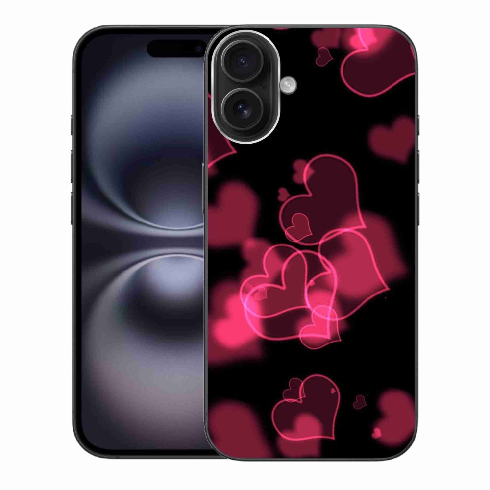 Gelový kryt mmCase na iPhone 16 Plus - červená srdíčka