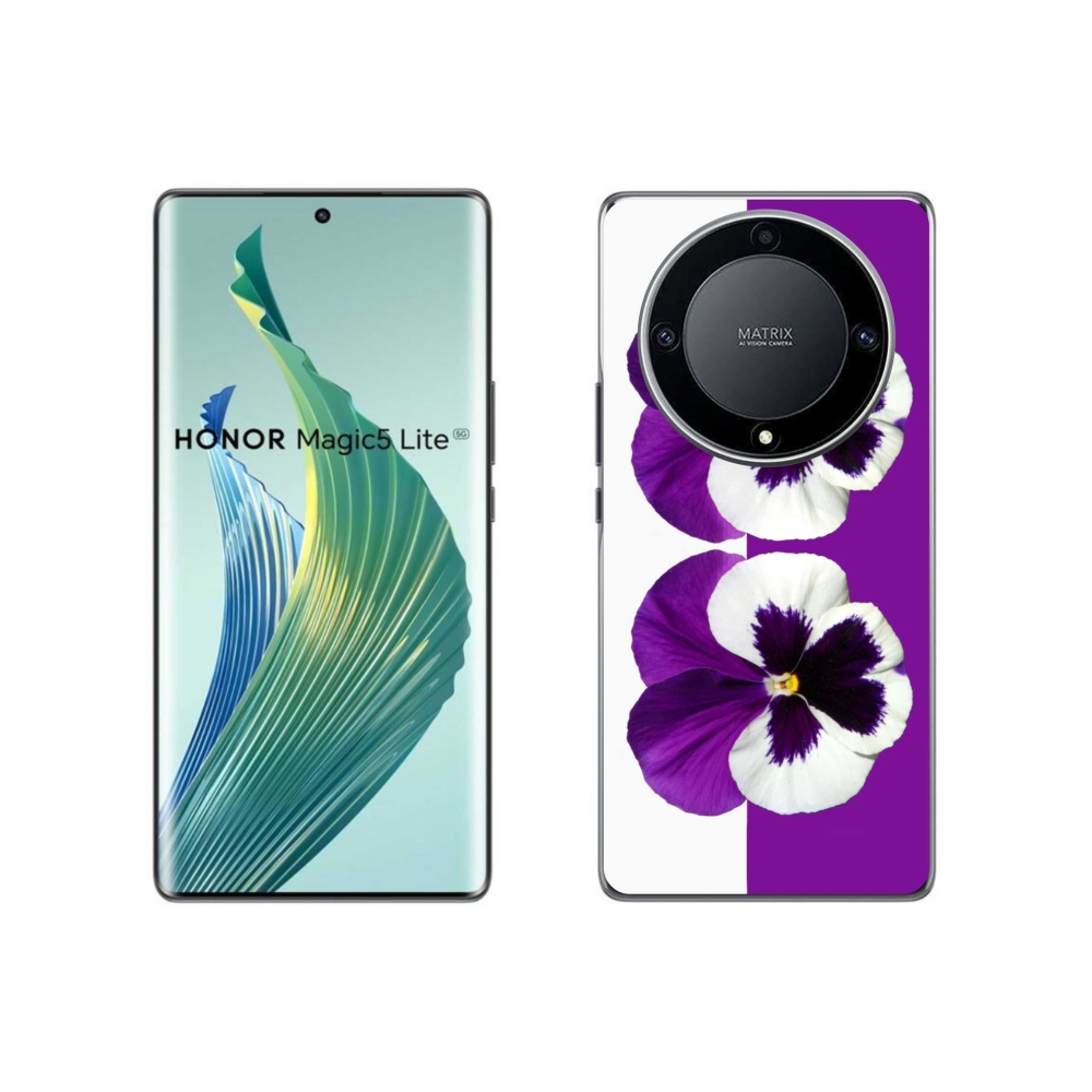Gelový kryt mmCase na Honor Magic 5 Lite 5G - fialovobílý květ