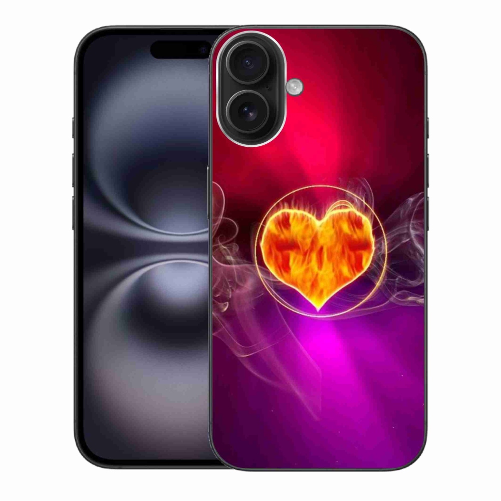 Gelový kryt mmCase na iPhone 16 Plus - ohnivé srdce