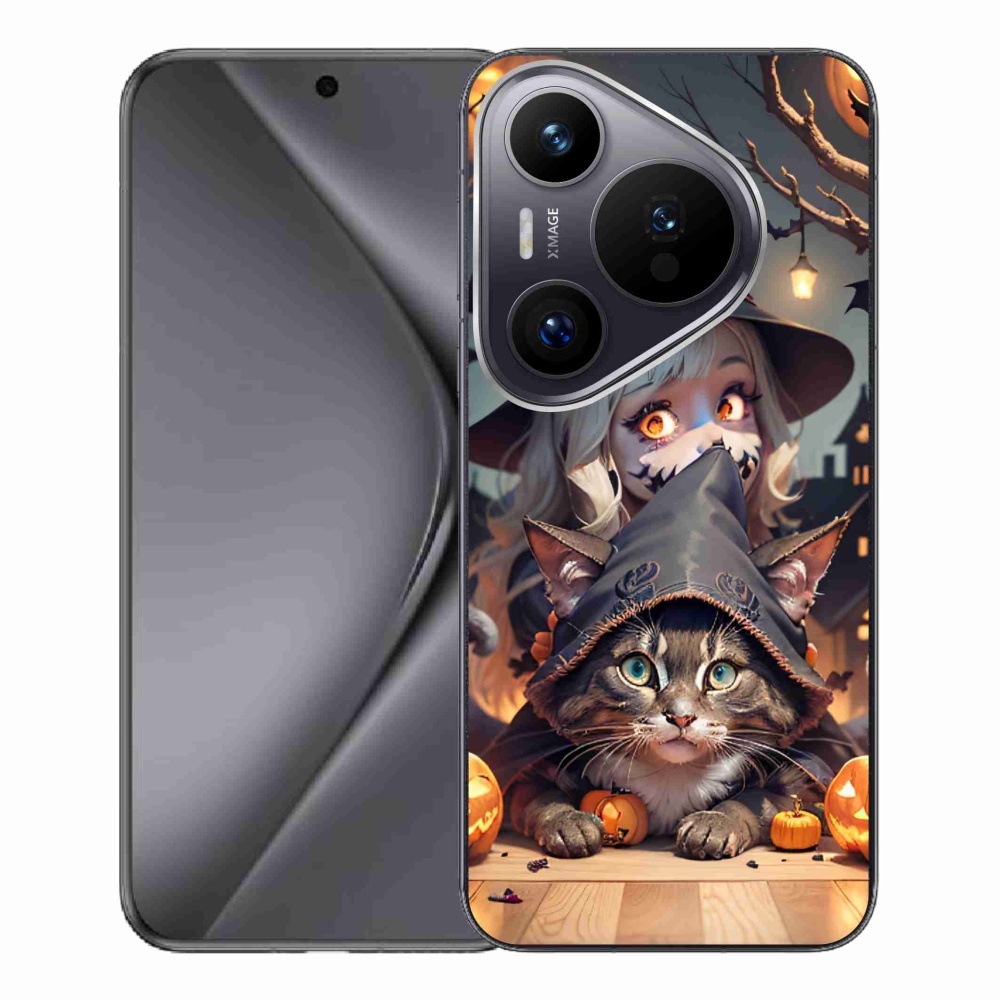 Gelový kryt mmCase na Huawei Pura 70 Pro - čarodějnice s kočkou
