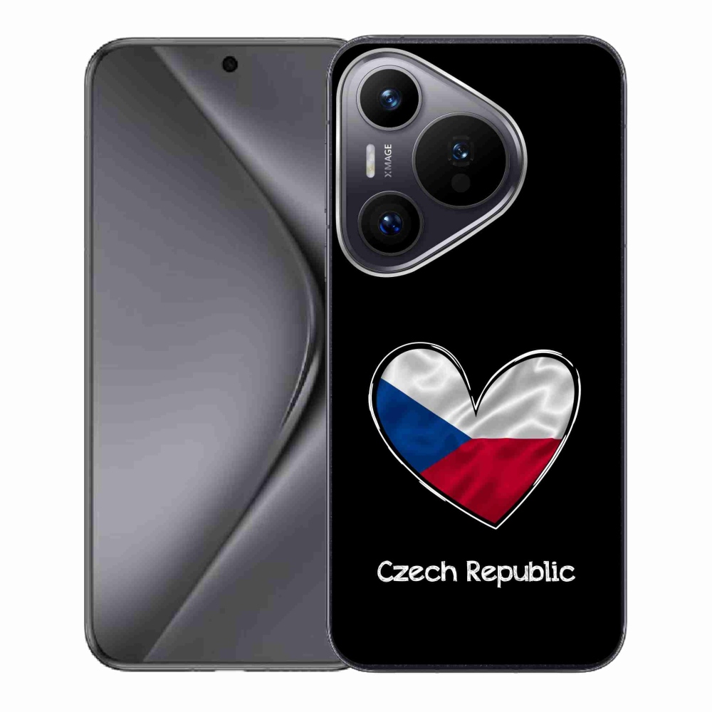 Gelový kryt mmCase na Huawei Pura 70 - vlajka srdce černé pozadí