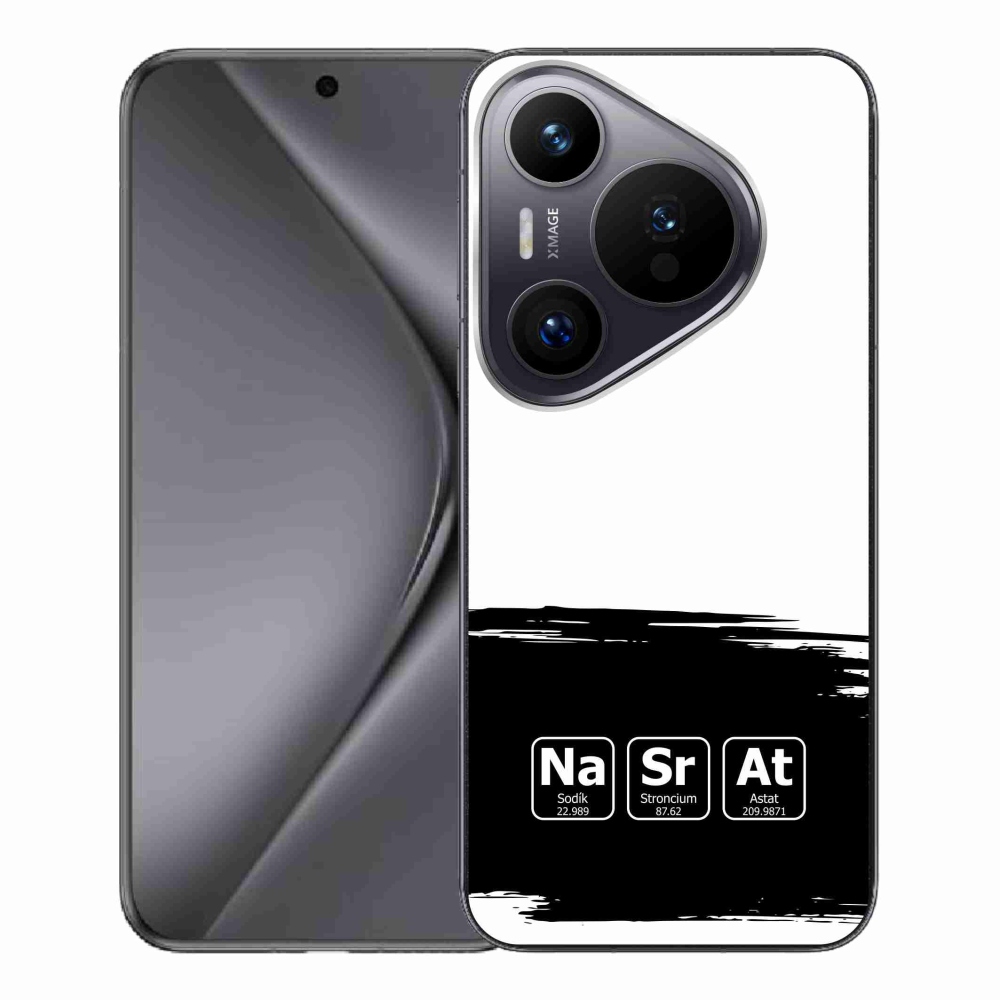 Gelový kryt mmCase na Huawei Pura 70 Pro - chemické prvky černobílé pozadí