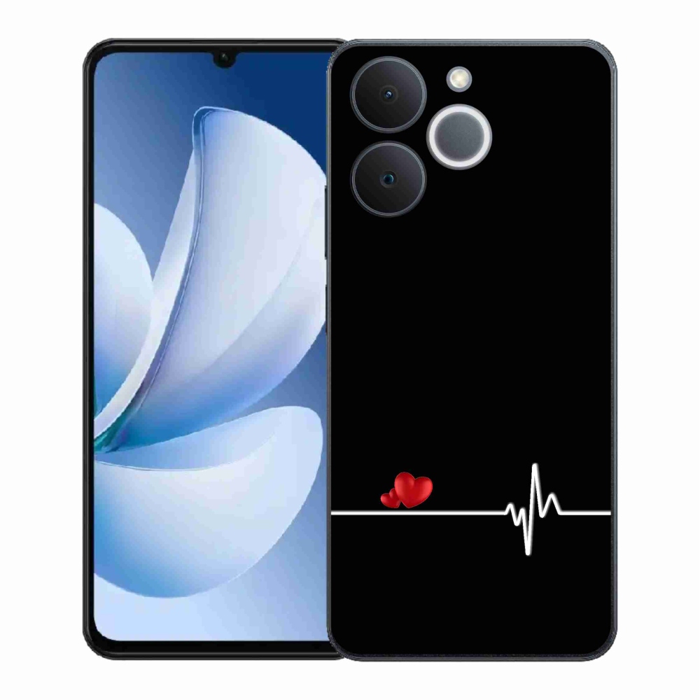 Gelový kryt mmCase na Realme Note 70T - srdce a tep černé pozadí
