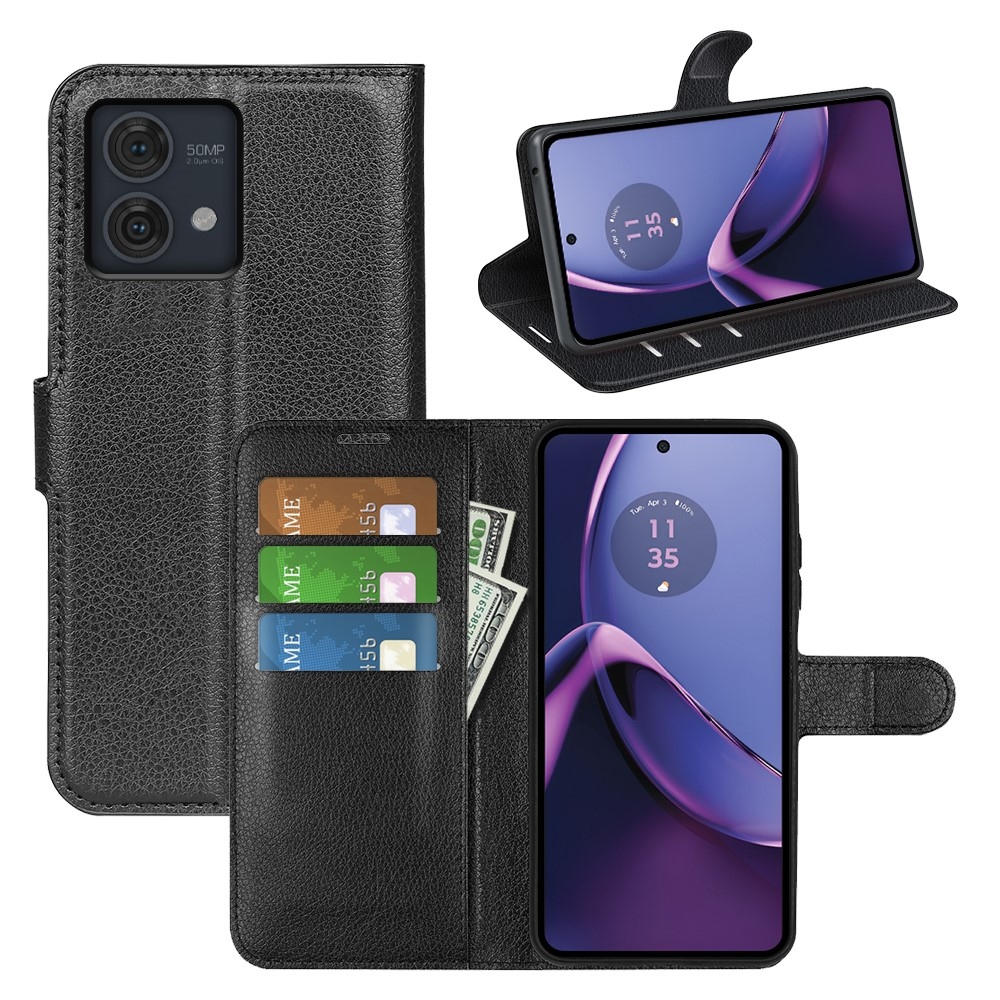Litchi knížkové pouzdro na Motorola Moto G84 5G - černé