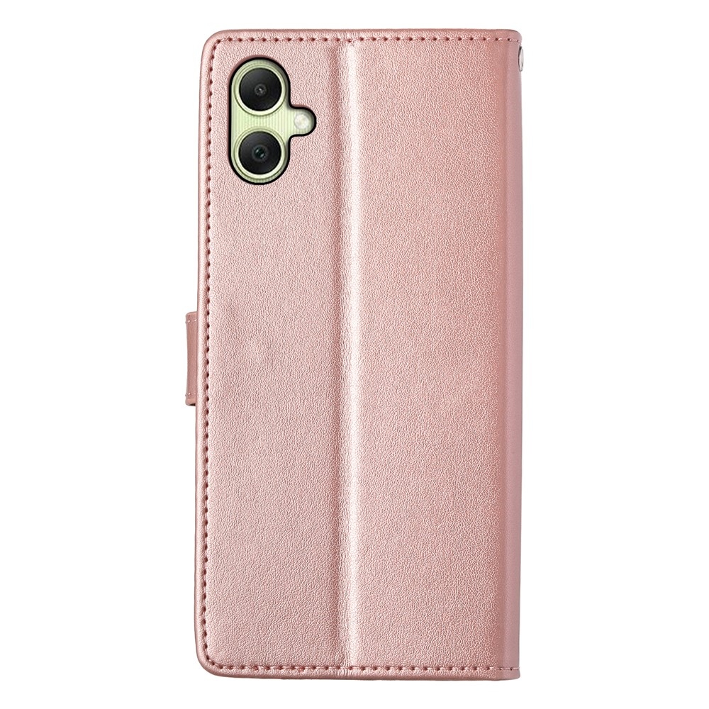 Flowery knížkové pouzdro na Samsung Galaxy A07 4G - růžovozlaté