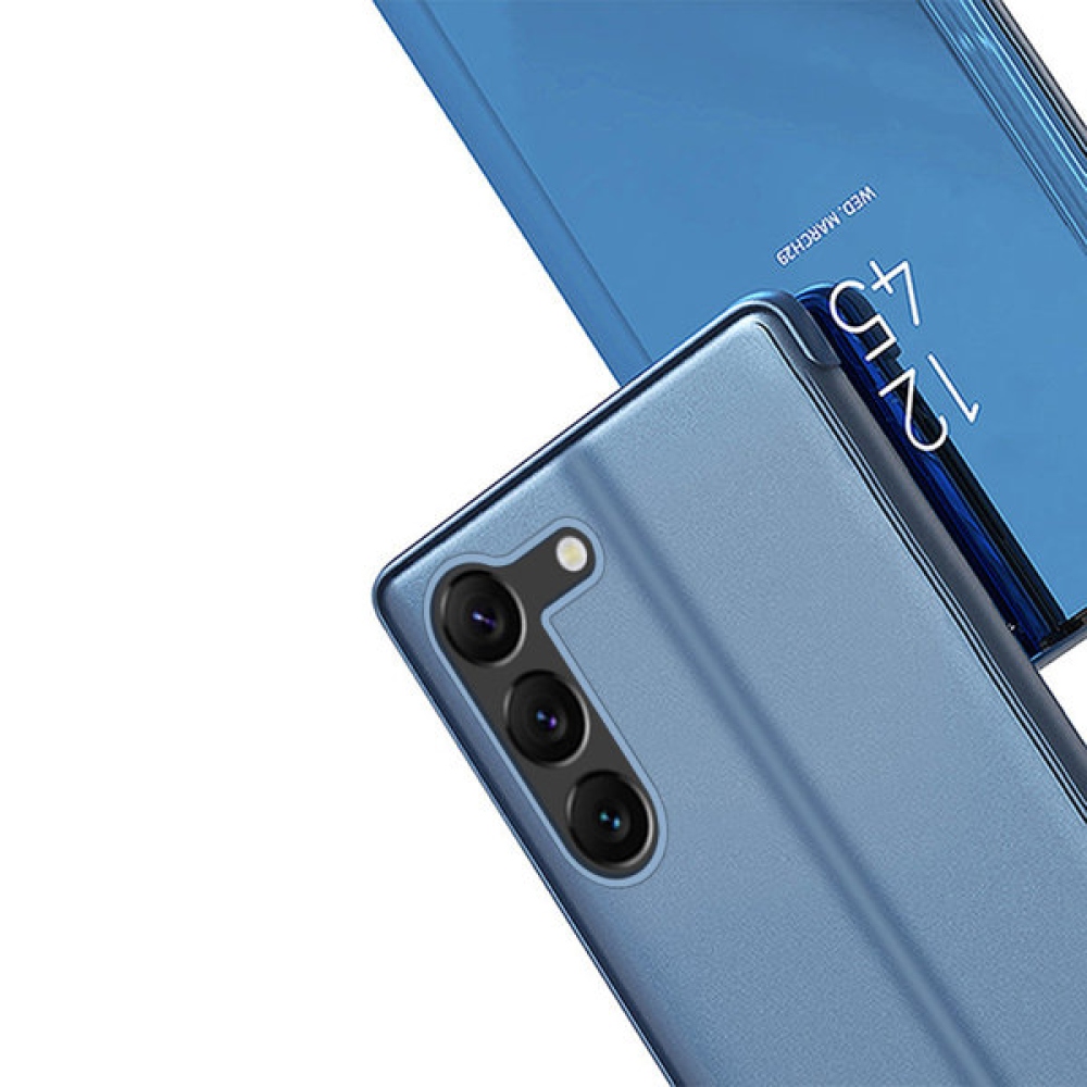 Clear zavírací kryt s matným předkem na Samsung Galaxy S23+ - modrý