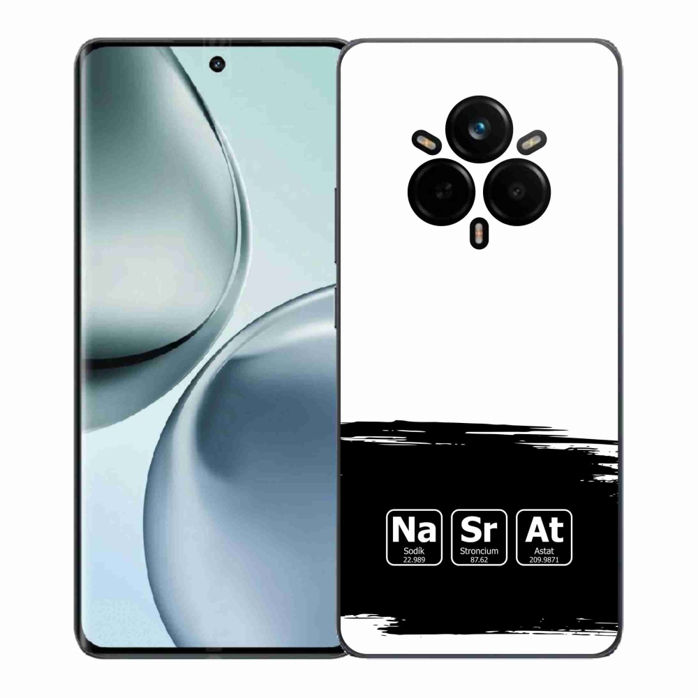 Gelový kryt mmCase na Realme 14 Pro+ 5G - chemické prvky černobílé pozadí