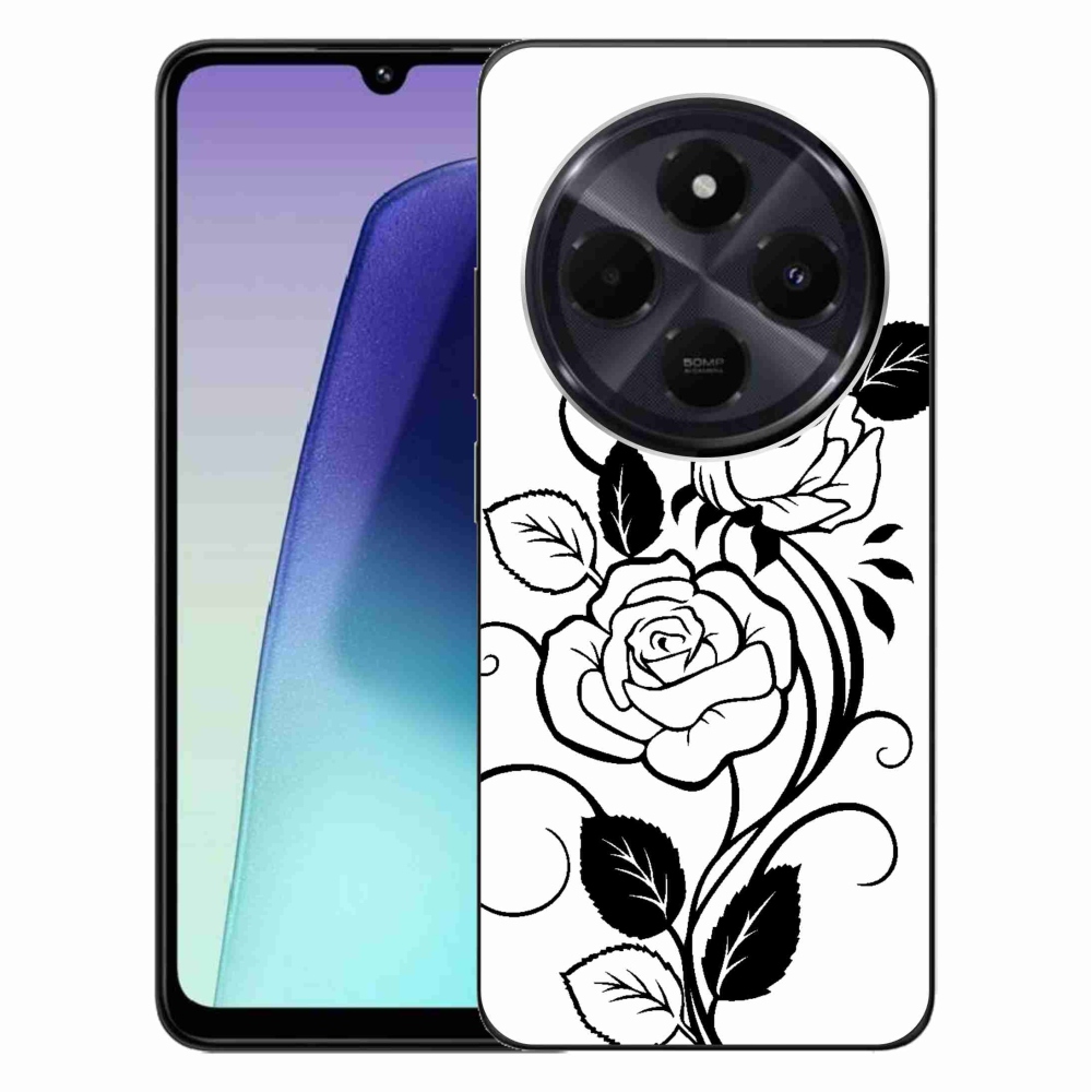 Gelový kryt mmCase na Xiaomi Redmi 14C/Poco C75 - černobílá růže