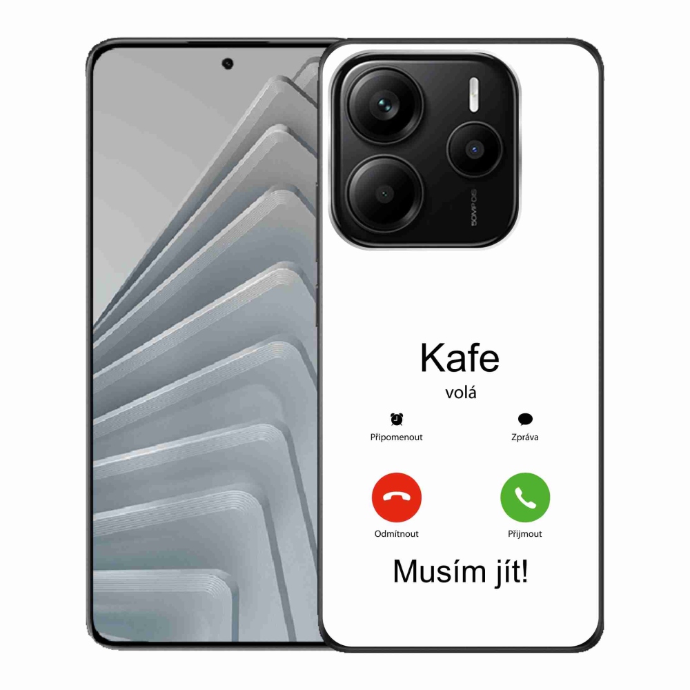 Gelový kryt mmCase na Xiaomi Redmi Note 14 5G - kafe volá bílé pozadí