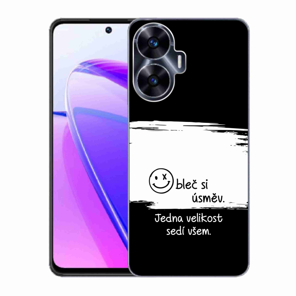 Gelový kryt mmCase na Realme C55 - vtipný text 8 bíločerné pozadí