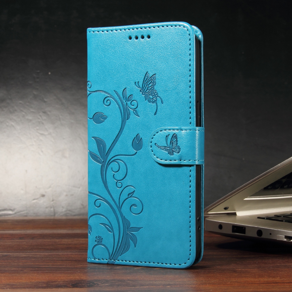 Flowery knížkové pouzdro na Xiaomi Redmi 15 4G (171mm) - modré