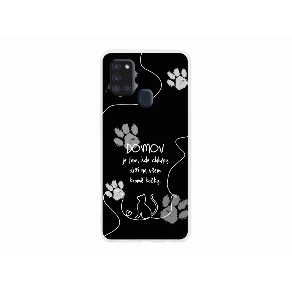 Gelový kryt mmCase na Samsung Galaxy A21s - kočičí motiv černé pozadí