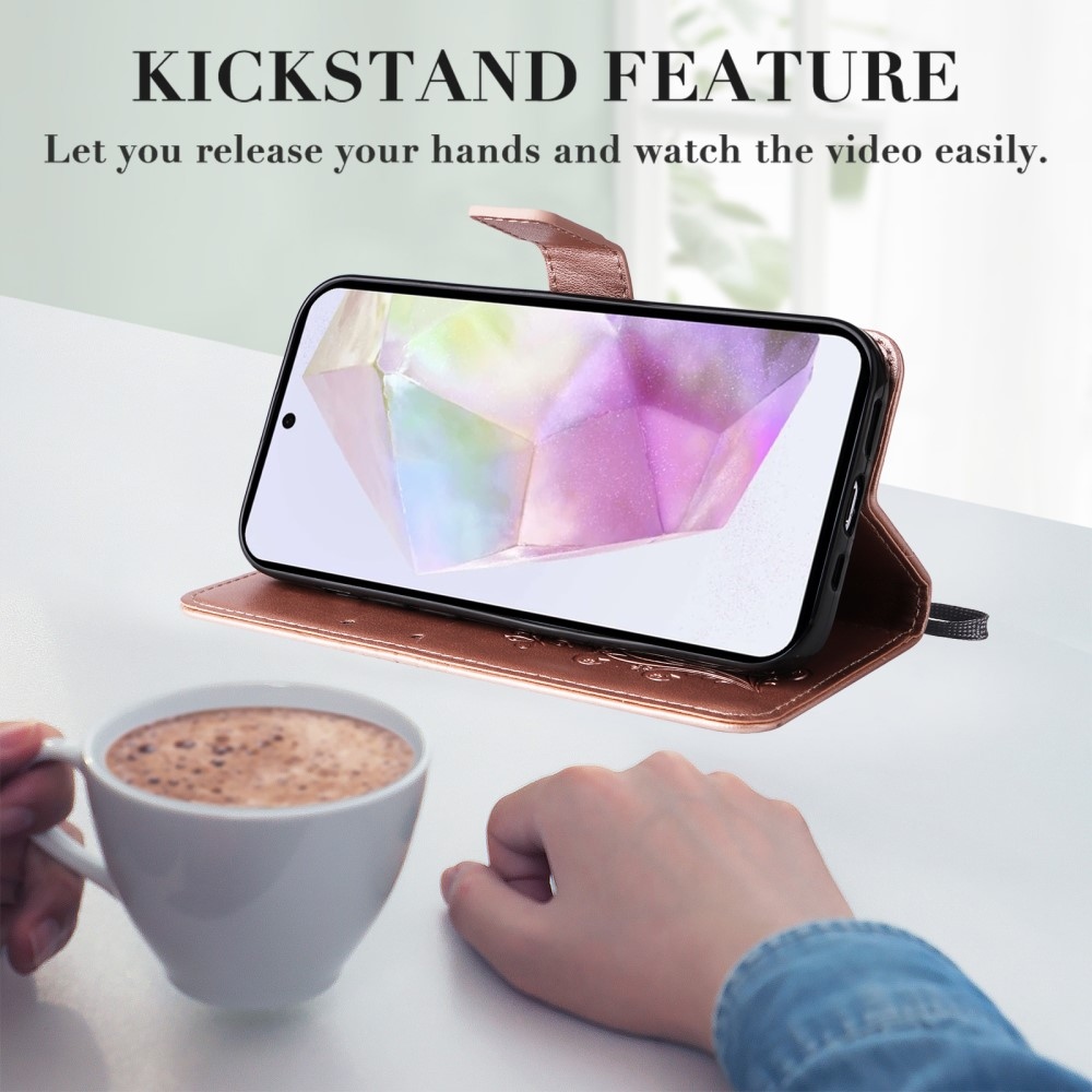Big Butterfly knížkové pouzdro na Samsung Galaxy A36 5G - růžovozlaté