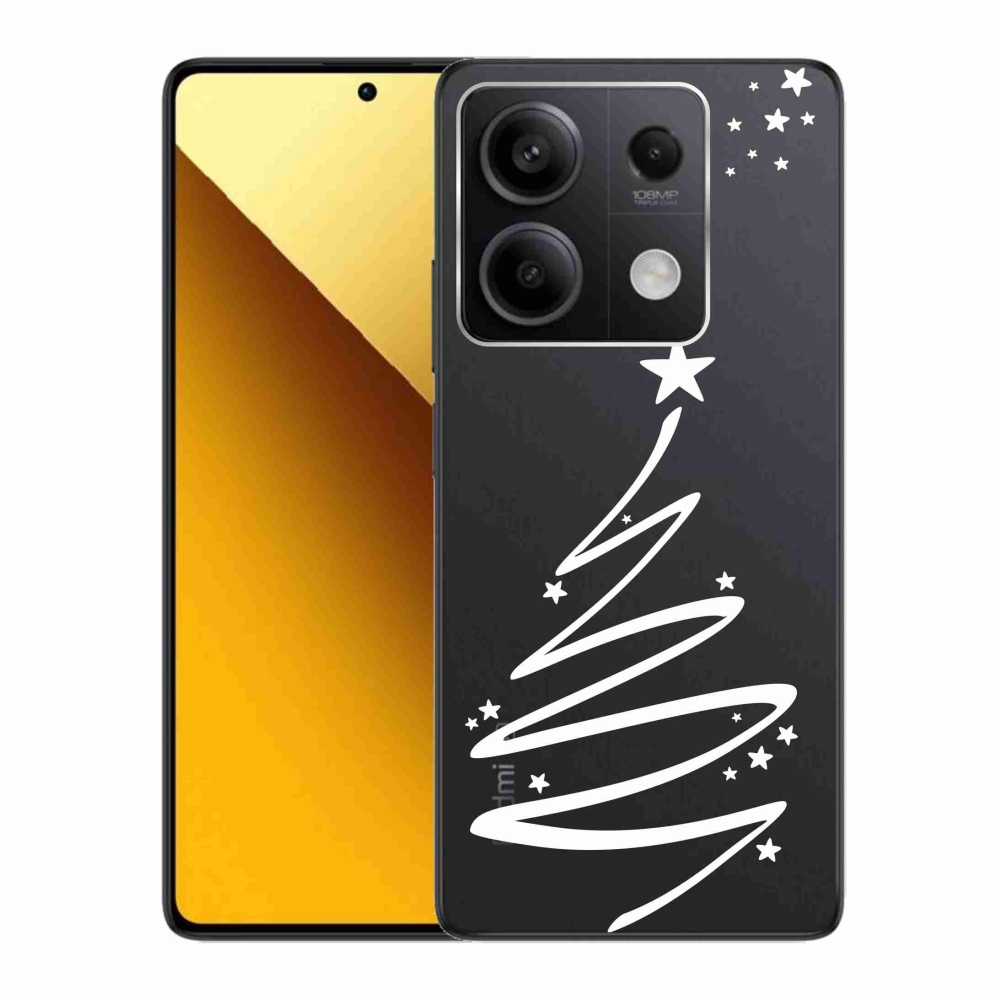 Gelový kryt mmCase na Xiaomi Redmi Note 13 5G - bílý stromeček na průhledném pozadí