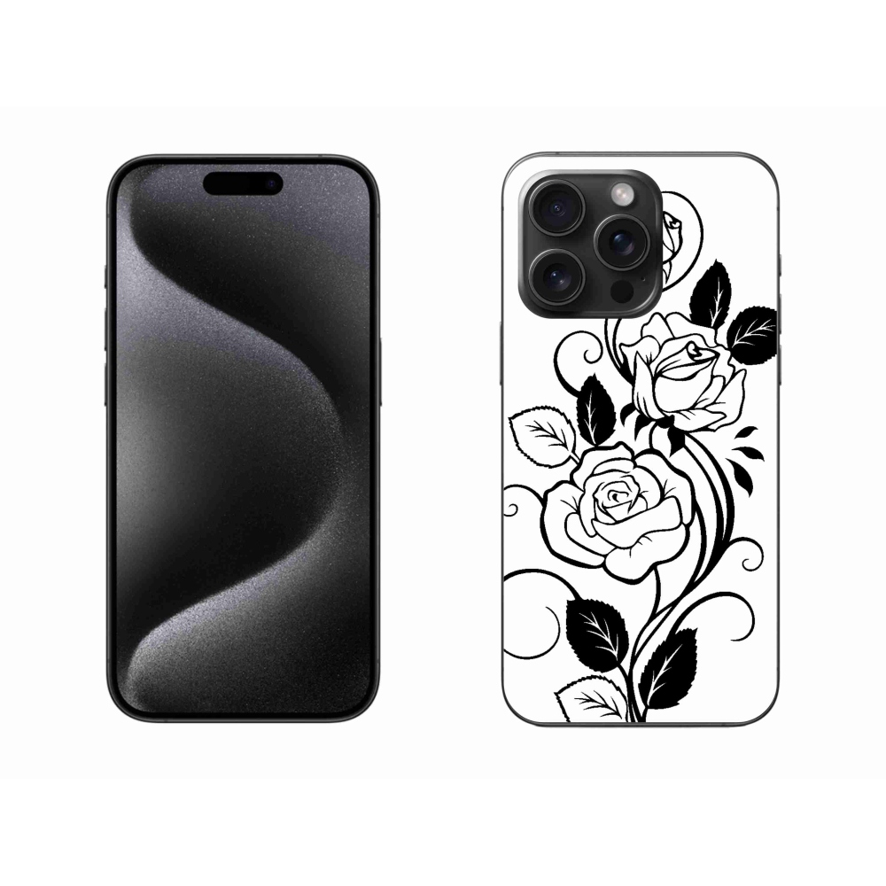 Gelový kryt mmCase na iPhone 15 Pro Max - černobílá růže