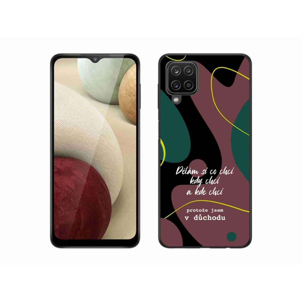 Gelový kryt mmCase na Samsung Galaxy A12 - vtipný text 10 černé pozadí