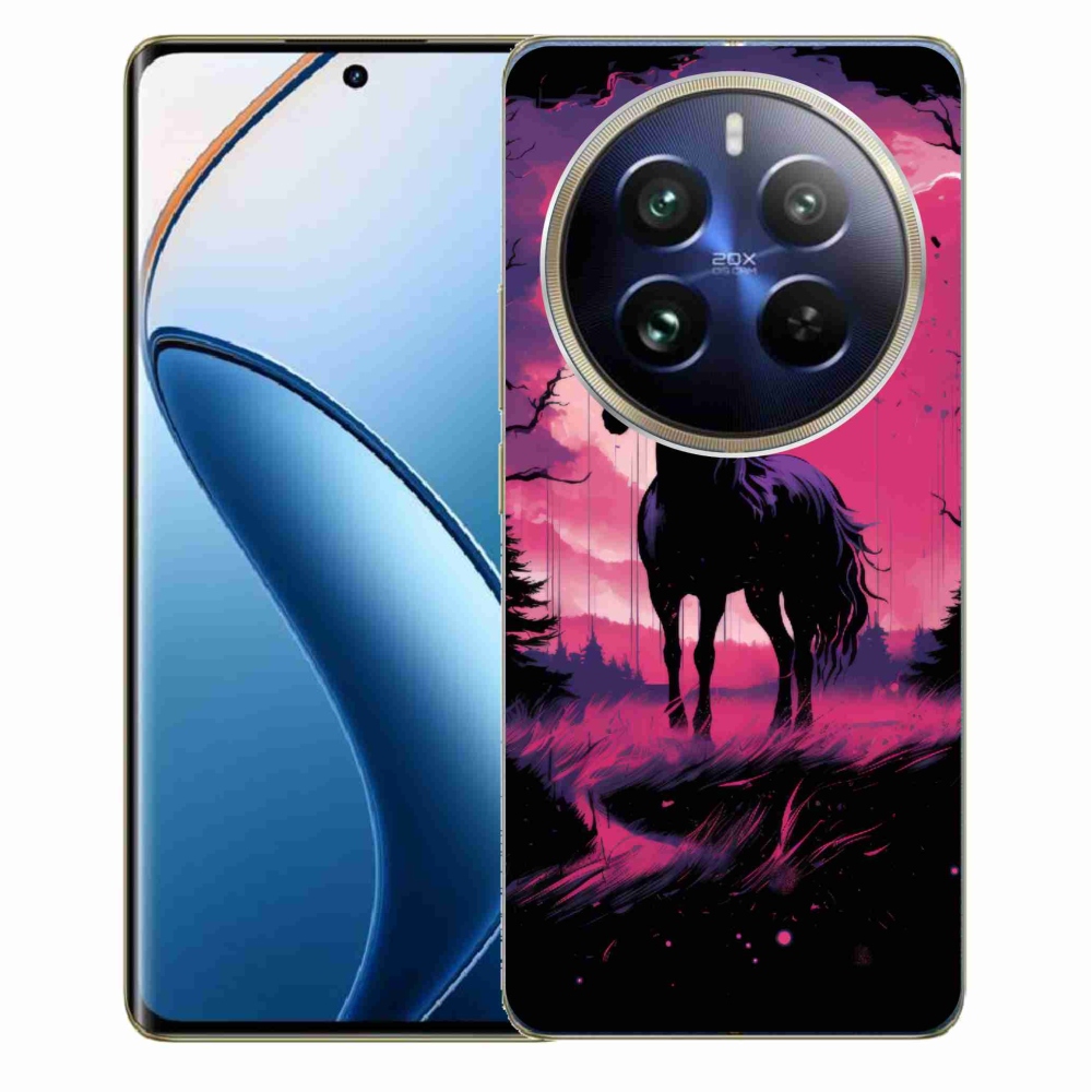 Gelový kryt mmCase na Realme 12 Pro 5G/12 Pro+ 5G - černý kreslený kůň 1