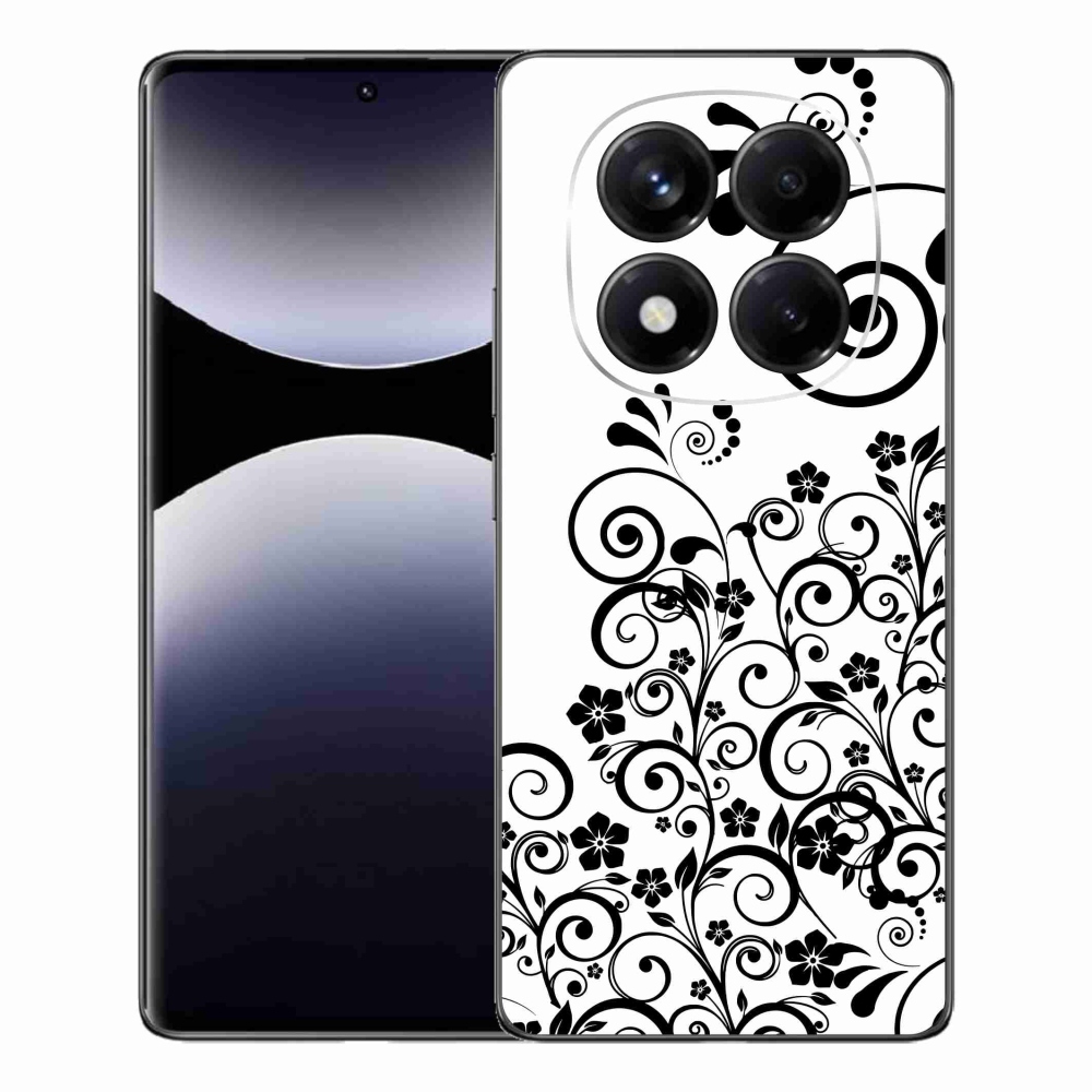 Gelový kryt mmCase na Xiaomi Redmi Note 14 Pro - černobílé květinové vzory