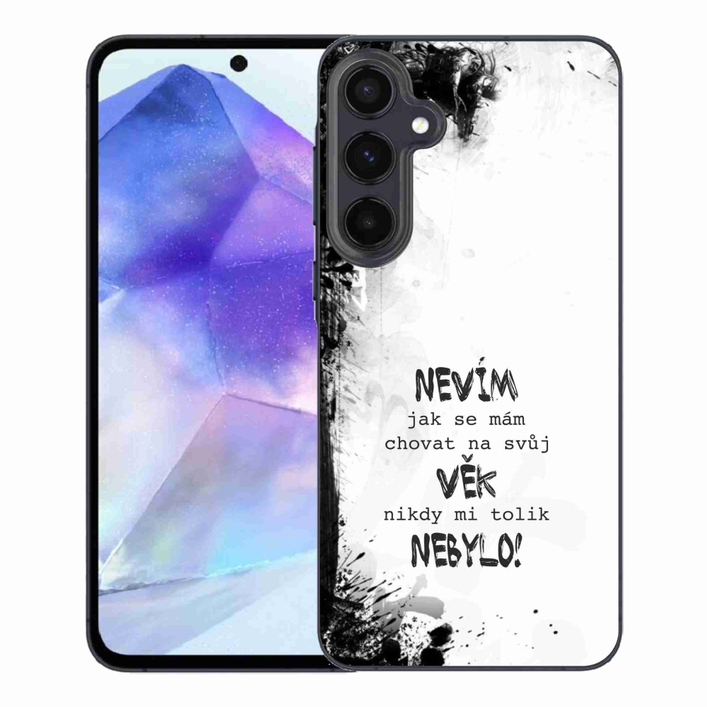 Gelový kryt mmCase na Samsung Galaxy A55 5G - vtipný text 14 bílé pozadí