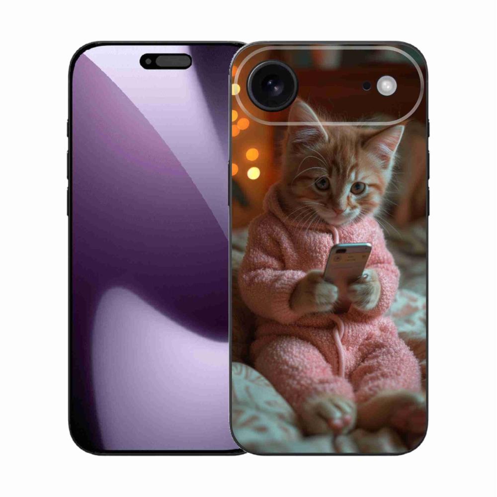 Gelový kryt mmCase na iPhone 17 Air - kotě s mobilem